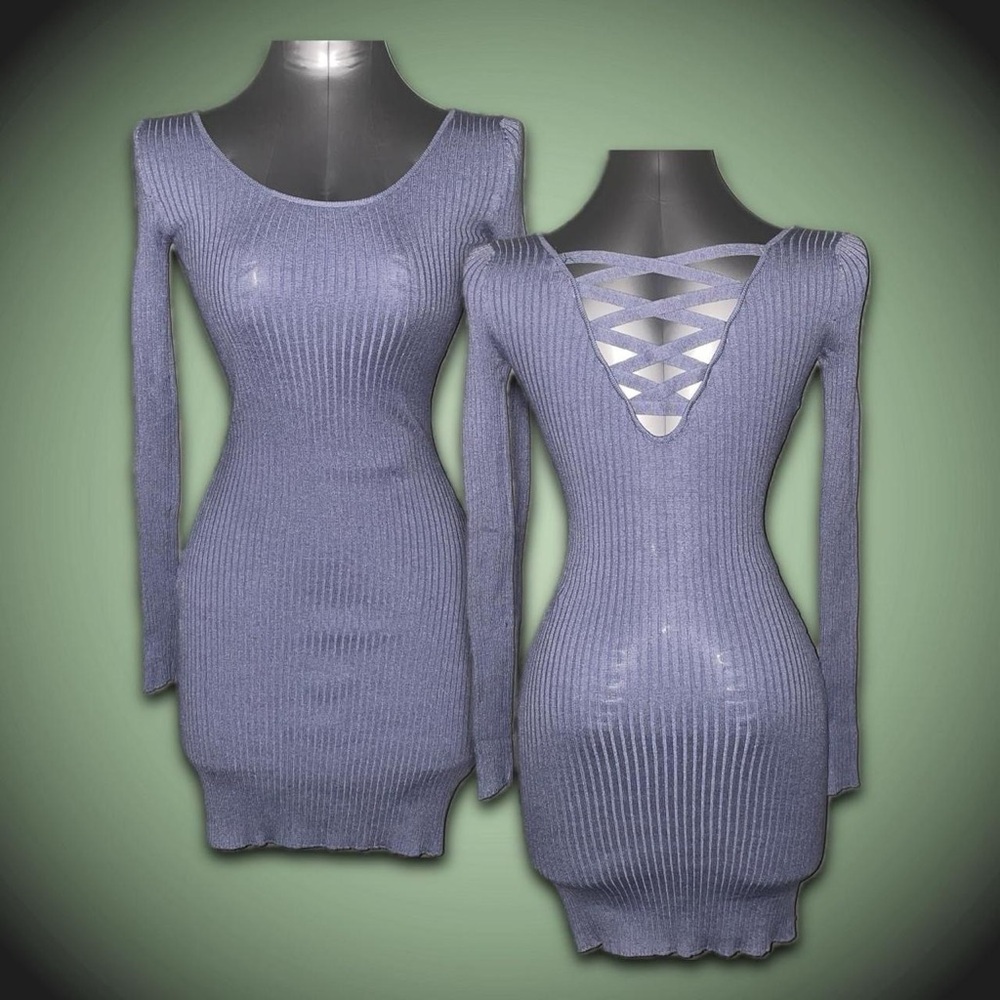 Elegant Blue Knit Dress